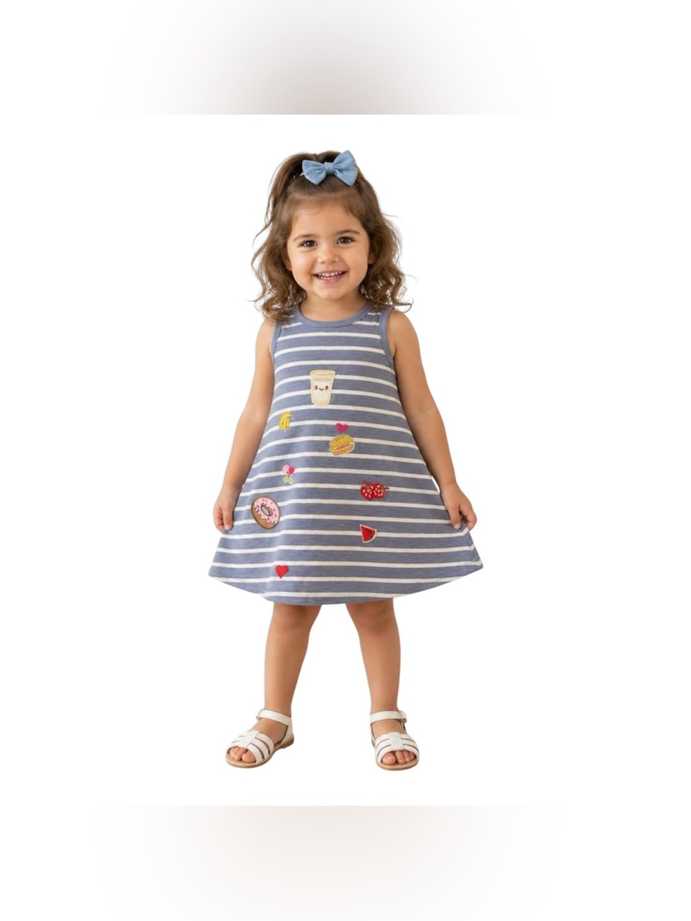 Baby Gap Blue Stripe Patch Sleeveless A-Lined Dress Toddler Girls 3 Years